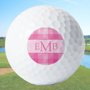 Lichtroze Plaid Custom Monogram Initialen Dames Golfballen