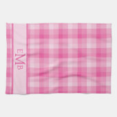 Lichtroze Plaid Custom Monogram Initialen Dames Theedoek (Horizontaal)