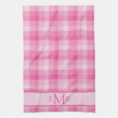 Lichtroze Plaid Custom Monogram Initialen Dames Theedoek (Verticaal)
