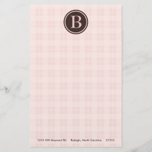 Lichtroze Plaid Monogram Briefpapier