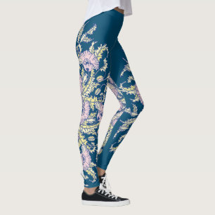 Lichtroze Poppies op Donkerblauw, Botanisch, Bloem Leggings