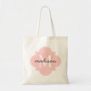 Lichtroze Quatrefoil Custom Monogram Tote Bag