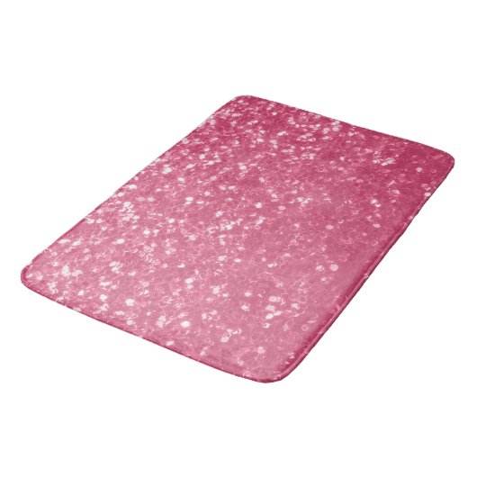 Lichtroze roos faux sparkles glitter badmat (Gekanteld)