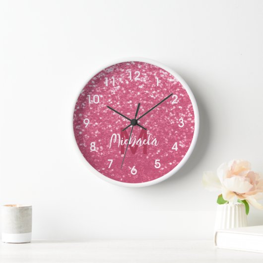 Lichtroze roos faux sparkles glitter Monogram (Huis)