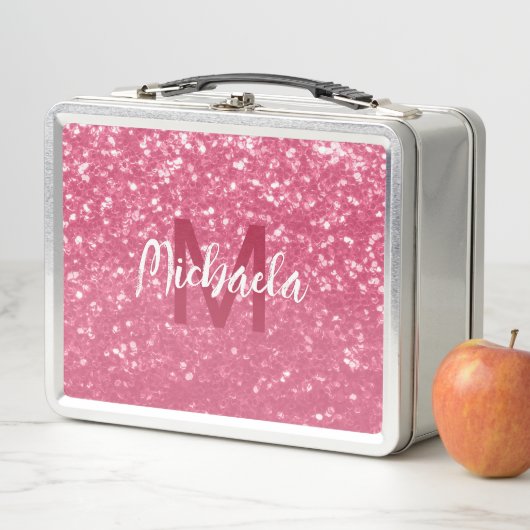 Lichtroze roos faux sparkles glitter Monogram (In situ)