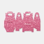 Lichtroze roos faux sparkles glitter Monogram Bedankdoosjes (Uitgevouwen)