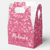 Lichtroze roos faux sparkles glitter Monogram Bedankdoosjes (Geopend)