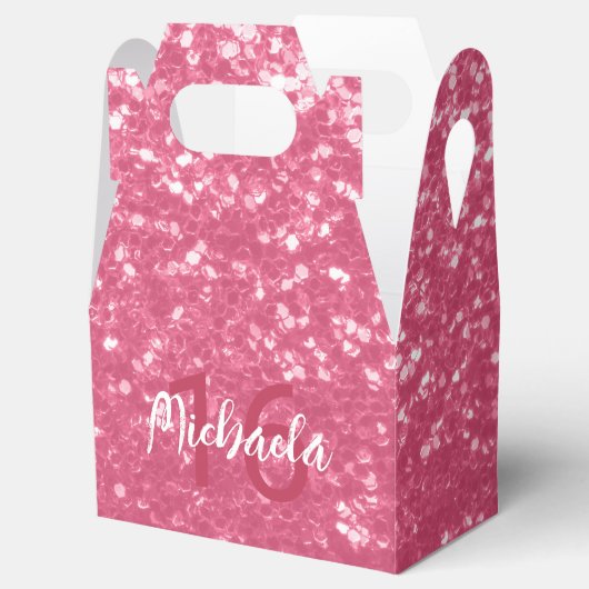 Lichtroze roos faux sparkles glitter Monogram Bedankdoosjes (Geopend)