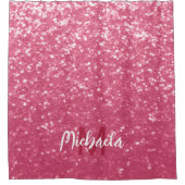 Lichtroze roos faux sparkles glitter Monogram Douchegordijn (Voorkant)