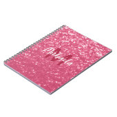 Lichtroze roos faux sparkles glitter Monogram Notitieboek (Linkerzijde)