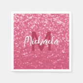 Lichtroze roos faux sparkles glitter Monogram Servet (Voorkant)