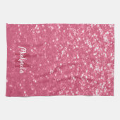 Lichtroze roos faux sparkles glitter Monogram Theedoek (Horizontaal)
