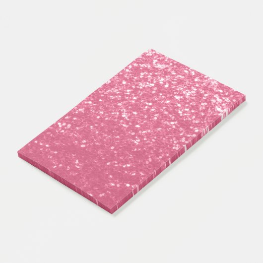 Lichtroze roos faux sparkles glitter post-it® notes (Schuin)