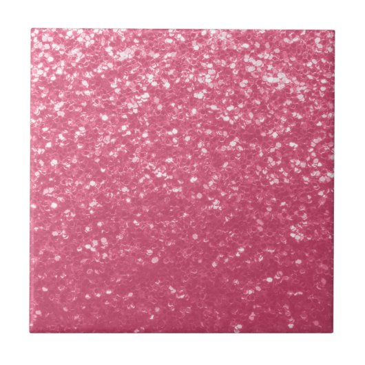 Lichtroze roos faux sparkles glitter tegeltje (Voorkant)