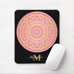Lichtroze, roze en gouden Boho-mandala  Muismat