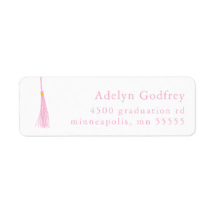 Lichtroze Tassel Afstuderen retouradres Etiket