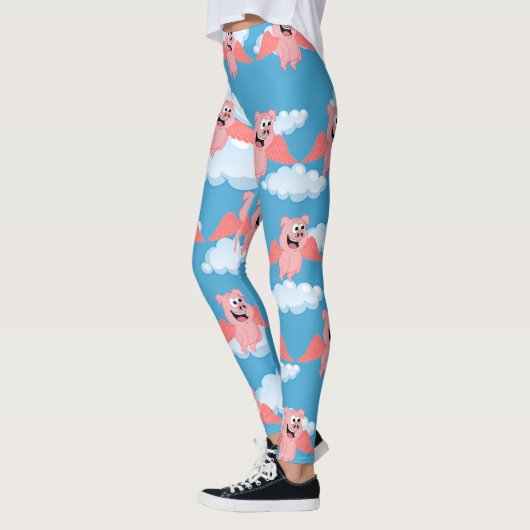 Lichtroze vleugelende Cartoon Leggings (Links)