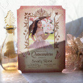 Lichtroze vlinders, bruine Quinceanera Kaart
