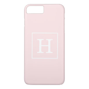 Lichtroze witte omhulde Initiaal monogram iPhone 8 Plus / 7 Plus Hoesje