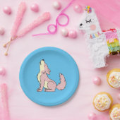 Lichtroze Wolf Pup Howling Papieren Bordje (Feest)