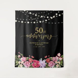 Lichtslingers & Bloemen 50ste Huwelijksjubileum Wandkleed