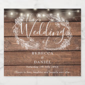 Lichtslingers Bloemige Rustieke Houten Bruiloft Bier Etiket (Enkel label)