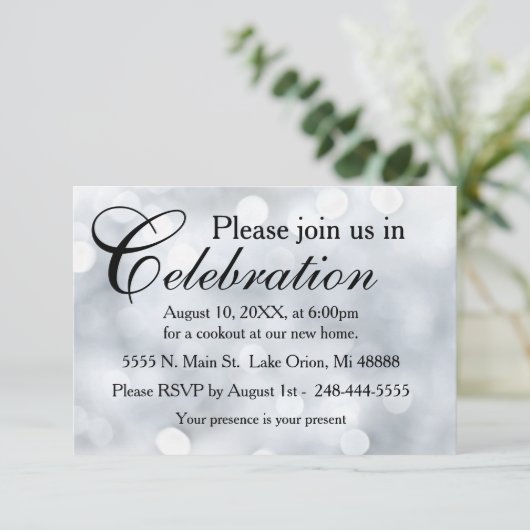 Lichtsneeuw Glitter Sparkles Reception Kaart (Staand voorkant)