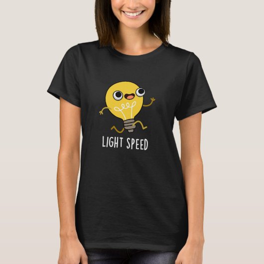 Lichtsnelheid Funny Running Bulb Pun Dark BG T-shirt (Voorkant)