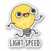 Lichtsnelheid Funny Running Bulb Pun Sticker (Voorkant)