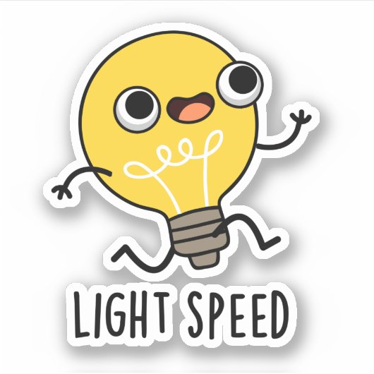 Lichtsnelheid Funny Running Bulb Pun Sticker (Voorkant)
