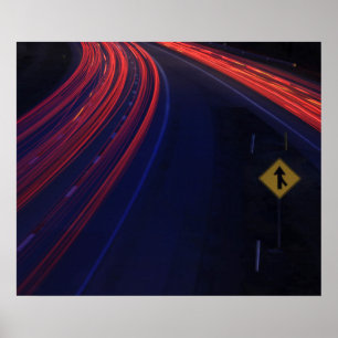 Lichtspoor voor het verkeer van voertuigen poster