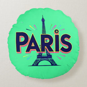Lichtstad: Bold Paris Typography Art Rond Kussen