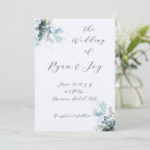 Lichtste van Blauwe Huwelijksuitnodiging Kaart (Staand voorkant)