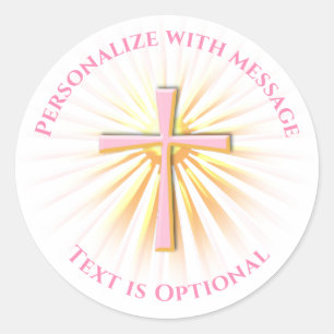 Lichtstralen van het religieuze kruis ronde sticker