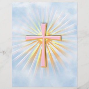 Lichtstralen van het religieuze kruis (W/wolken)