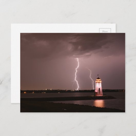 Lichttoren op het meer van Hefner Briefkaart (Voorkant / Achterkant)