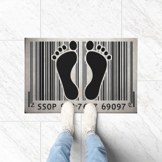 Lichtvoetige Voetstap Barcode Grappige Bar Code Deurmat (Binnen)