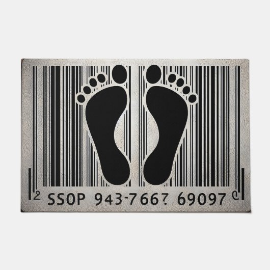Lichtvoetige Voetstap Barcode Grappige Bar Code Deurmat (Voorkant)