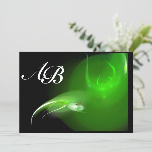 LICHTVOGELS IN GROENE MONOGRAM KAART (Staand voorkant)