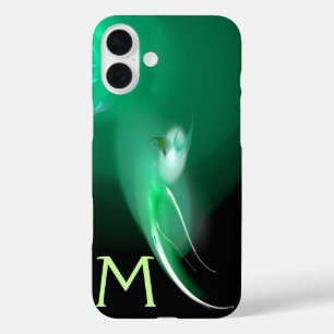 LICHTVOGELS / ZWARTE EN GROENE ABSTRACTE MONOGRAM iPhone 16 PLUS HOESJE