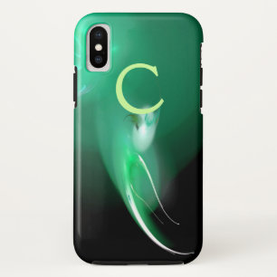 LICHTVOGELS / ZWARTE EN GROENE ABSTRACTE MONOGRAM iPhone XS HOESJE