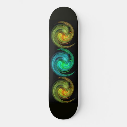 LICHTVORTEX, zwart-blauw-geel-groen sinaasappel Skateboard (Voorkant)
