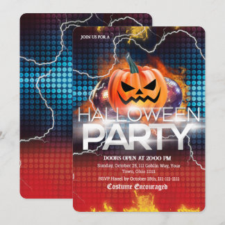 Lichtvuur Disco Pompoen Halloween Feest Kaart