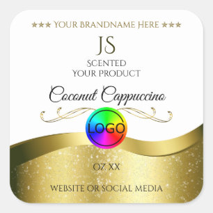 Lichtwit Wavy Gold Logo-monogram Productlabel Vierkante Sticker