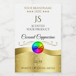 Lichtwit Wavy Gold Logo-monogram Productlabel Voedselcontainer Etiket