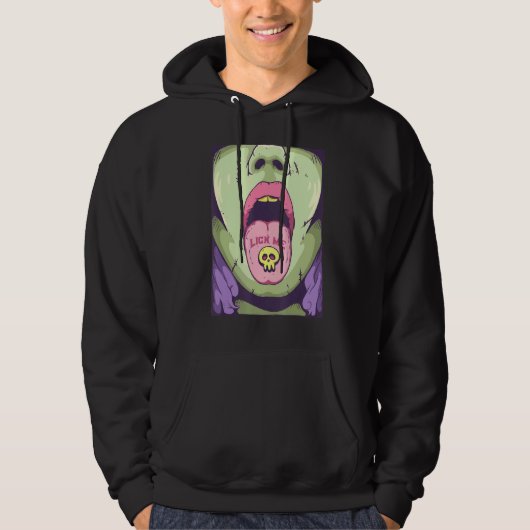 Lick me Gothic tong met schedel pil emo Punk gothi Hoodie (Voorkant)