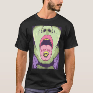 Lick me Gothic tong met schedel pil emo Punk gothi T-shirt