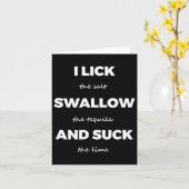 Lick Salt Swallow Tequila Salt Limoen Funny Dirty  Kaart (Gele Bloem)