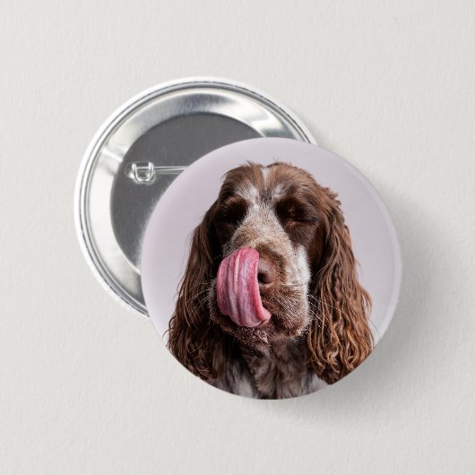 Licking Cocker Spaniel Pin Badge Ronde Button 5,7 Cm (Voorkant /achterkant)