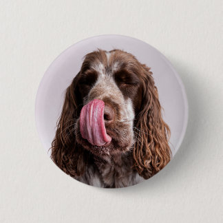 Licking Cocker Spaniel Pin Badge Ronde Button 5,7 Cm